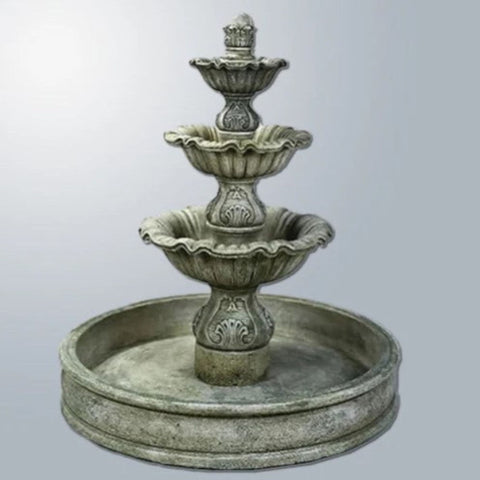 Giannini Garden Regina Three Tier Pond Fountain With Gray Gradient Background