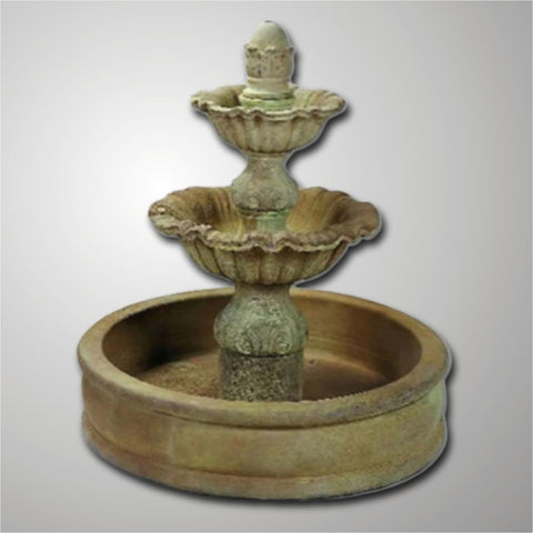 Giannini Garden Regina Two Tier with 37inch Pond Outdoor Fountain With Gray Gradient Background 