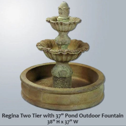 Giannini Garden Regina Two Tier with 37inch Pond Outdoor Fountain With Item Name Written