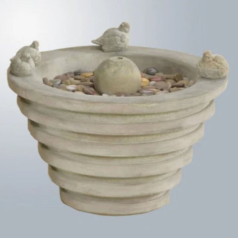 Giannini Garden Ring Bird Fountain With Gray Gradient Background