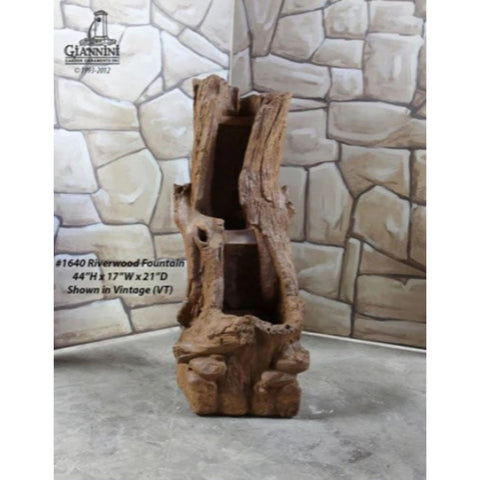 Giannini Garden Riverwood Fountain With Stone Wall Background
