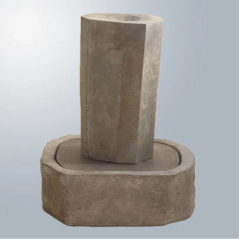 Giannini Garden Rock Pillar Fountain Short With Gray Gradient Background