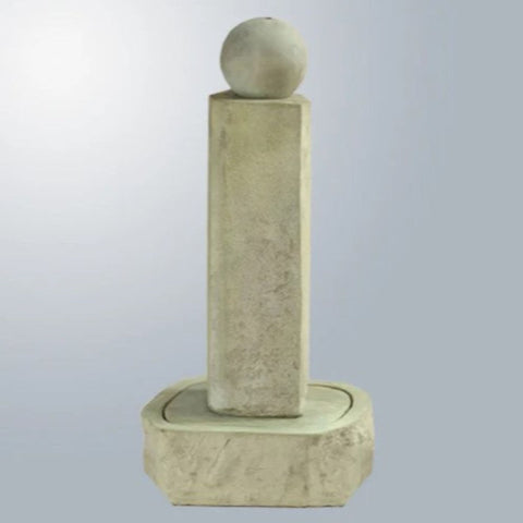 Giannini Garden Rock Pillar Fountain With Ball With Gray Gradient Background