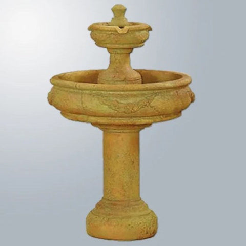 Giannini Garden Rosa Two Tier Outdoor Water Fountain with Tall Base With Gray Gradient Background