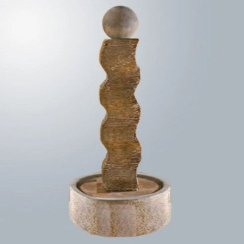 Giannini Garden Rustic Wave Fountain With Ball With Gray Gradient Background