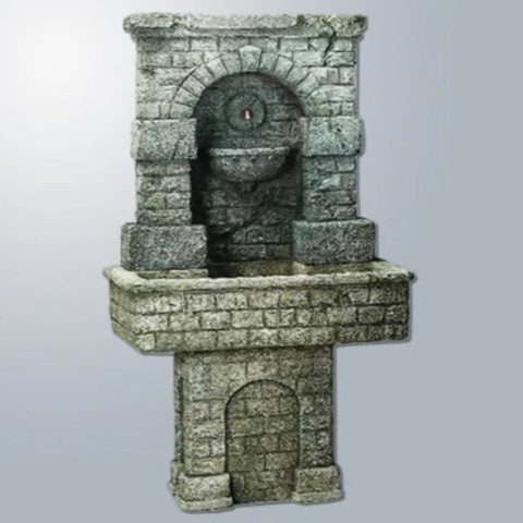 Giannini Garden SPQR Outdoor Fountain with Pedestal With Gray Gradient Color Background