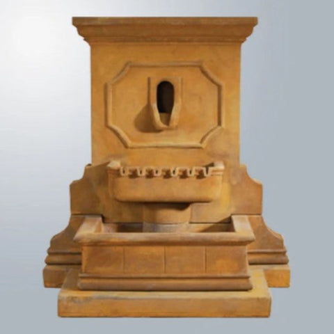 Giannini Garden Savonna Wall Fountain With Step With Gray Gradient Background