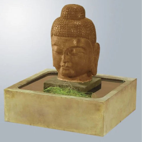 Giannini Garden Serene Buddha Fountain With Gray Gradient Background