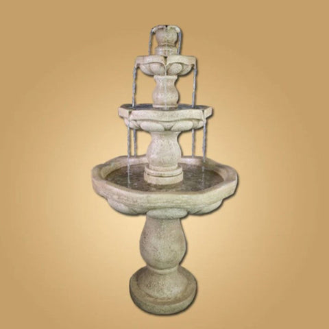 Giannini Garden Serenus Three Tier Fountain With Beige Gradient Background