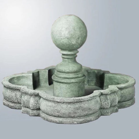 Giannini Garden Sfera Sphere Stone Outdoor Water Fountain With Gray Gradient Background