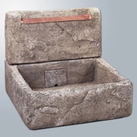 Giannini Garden Shallow Cistern Fountain with Copper Overflow With Gray Gradient Background