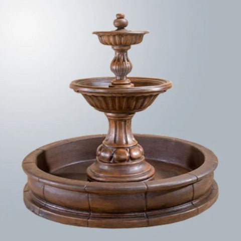 Giannini Garden Sienna Pond Fountain With Gray Gradient Background