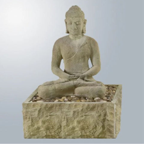 Giannini Garden Sitting Buddha Fountain With Gray Gradient Background