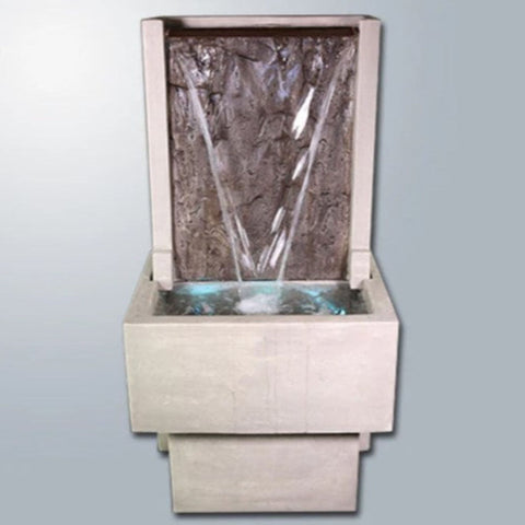 Giannini Garden Slate Fountain with Tall Base With Gray Gradient Background