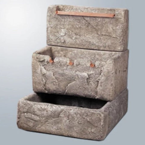 Giannini Garden Three Tier Cistern with Copper Overflow Fountain With Gray Gradient Background