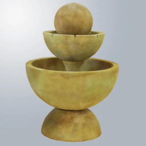Giannini Garden Tondo Two Tier Fountain With Spillways With Gray Gradient Background
