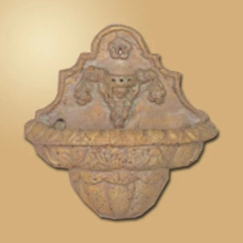 Giannini Garden Travertine Angel Wall Fountain With Colored Gradient Background