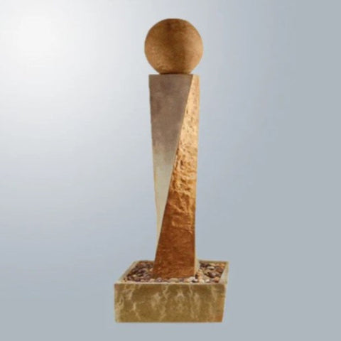 Giannini Garden Twist Rock Fountain With Ball With Gray Gradient Background