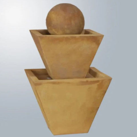 Giannini Garden Two Tier Modern Fountain With Gray Gradient Background