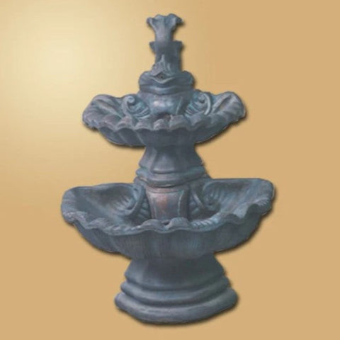 Giannini Garden Two Tier Shell Fountain With Fish With Gray Gradient Background