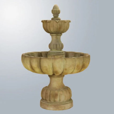 Giannini Garden Urbino Grande Short Two Tier Fountain With Gray Gradient Background