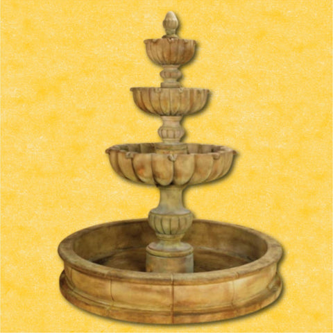 Giannini Garden Urbino Grande Tall Three Tier Pond Fountain With Yellow Yellow Color Background