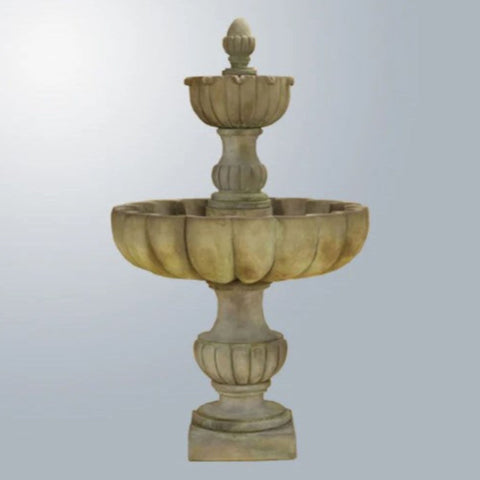 Giannini Garden Urbino Grande Tall Two Tier Fountain With Gray Gradient Background