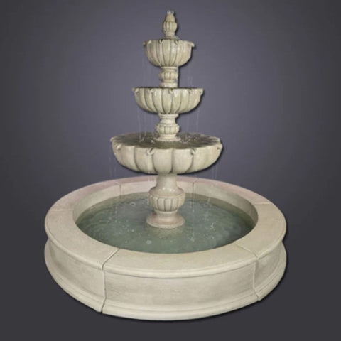 Giannini Garden Urbino Grande Three Tier Easy Pond Fountain With Dark Gray Color Background