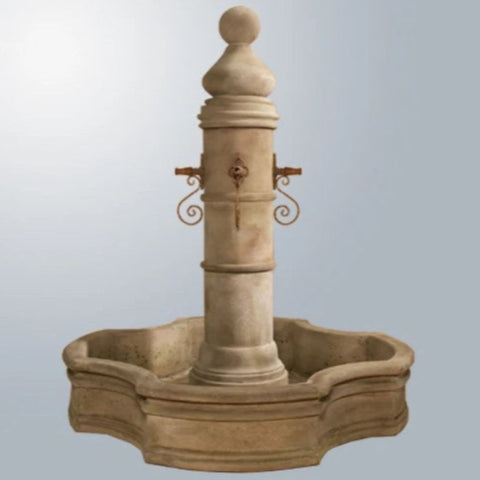 Giannini Garden Ventoux Fountain With 70Inch Monaco Pond With Gray Gradient Background