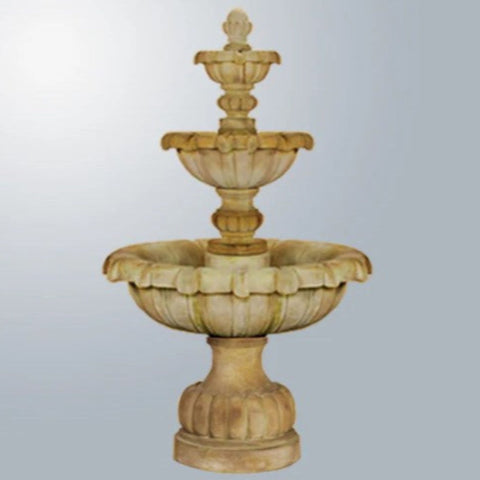 Giannini Garden Vistamar Three Tier Fountain With Gray Gradient Background