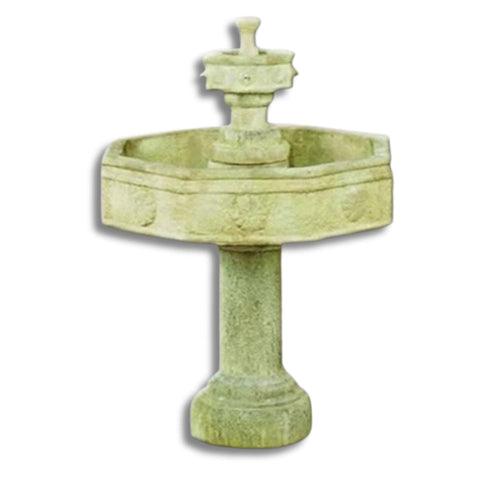 Giannini Garden Volterra Two Tier Outdoor Water Fountain with Tall Base With Plain White Background
