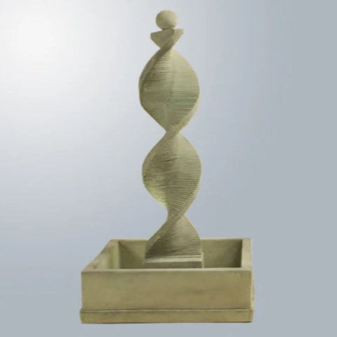 Giannini Garden Water Spiral with Square Bowl and Ball Finial With Gray Gradient Background