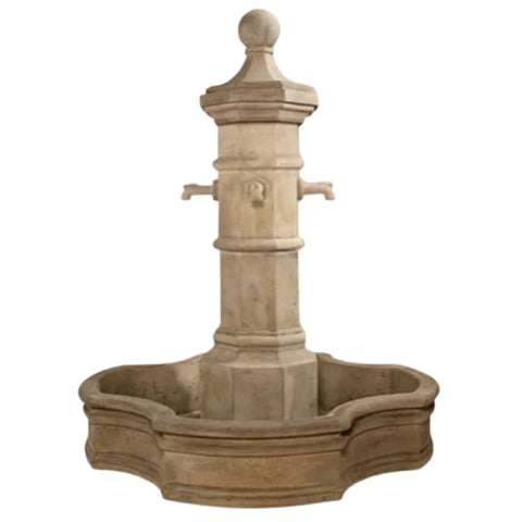 Giannini Octavia Fountain with 70inch Monaco Pond For Large Formal Entry Pools With Plain White Background
