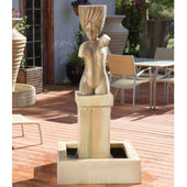 Gist Athena Garden Water Fountain With Table And Chairs In The Background