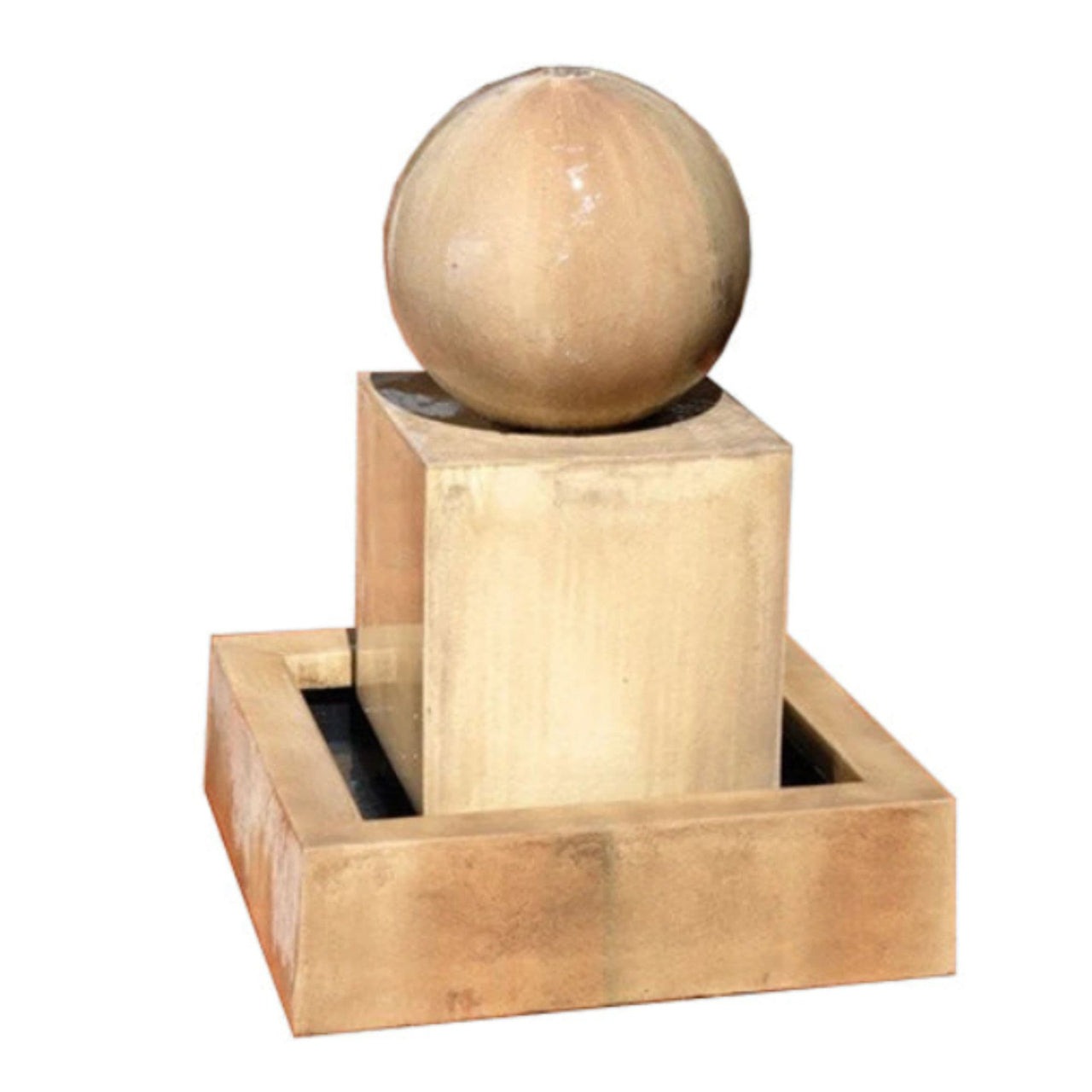 Gist Block With Ball Garden Water Fountain With Plain White Background