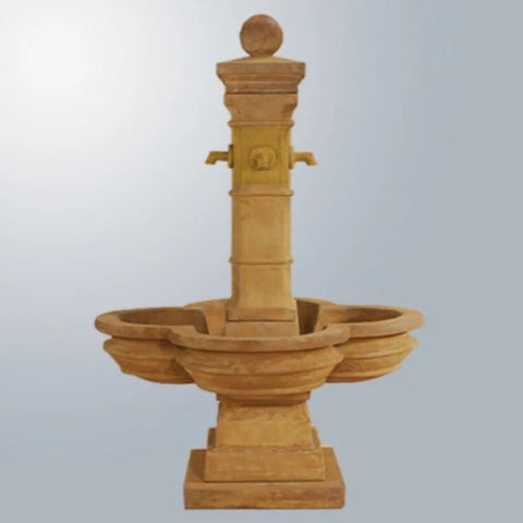 Grand Avignon Courtyard Fountain With Gray Gradient Background