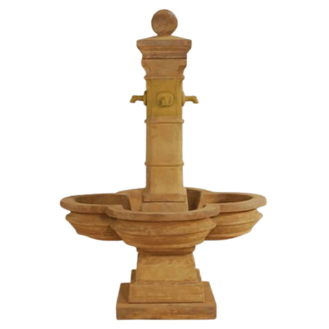 Grand Avignon Courtyard Fountain With Large Square Basin With Plain White Background