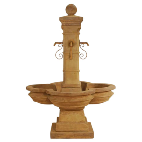 Grand Avignon Courtyard Fountain With Plain White Background