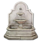 Grand Venasque Wall Fountain With Tall Arched Back Panel With Plain White Background