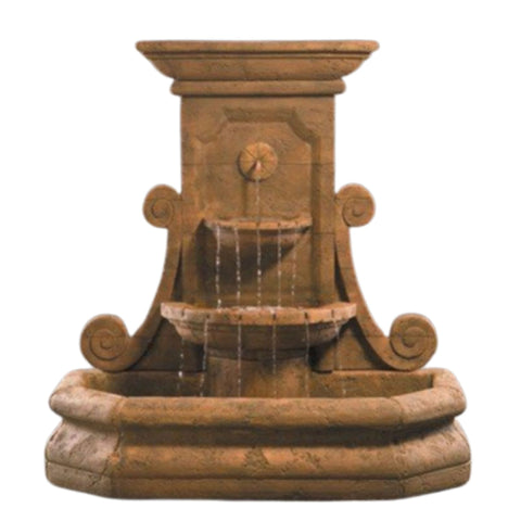 Grande Volute Ornamental Wall Fountain Plain White Background