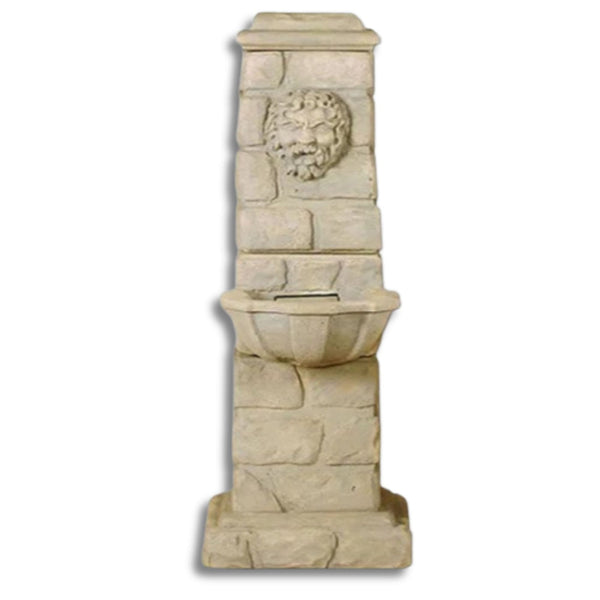 Green Man Column Outdoor Water Fountain With Plain White Background