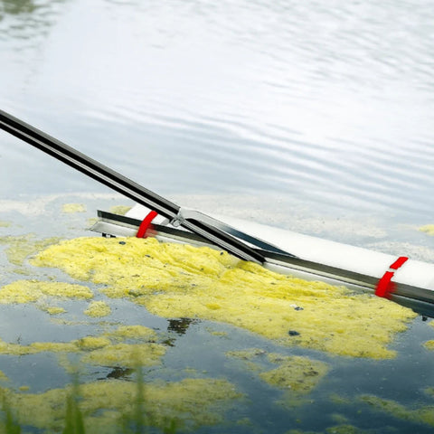 Heavy Duty Pond Rake Removing Floating Algae From Pond Surface