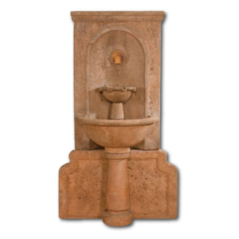 Imperia Antica Wall Fountain With Concrete Elbow Spout With Plain White Background
