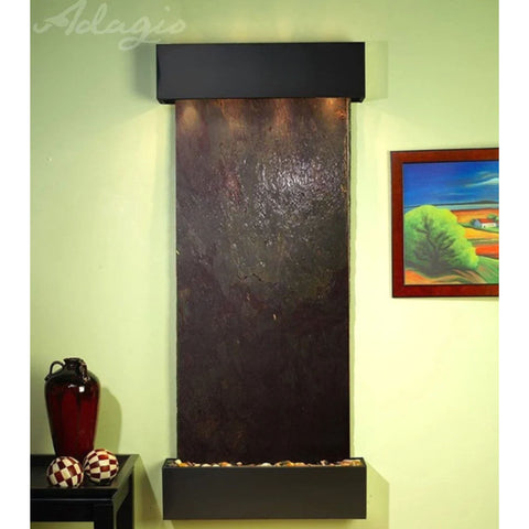 Inspiration Falls Wall Mounted Fountain Neutral Green Backdrop With Artistic Drawing Wall Art