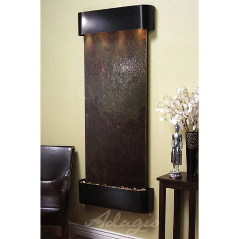 Inspiration Falls Wall Mounted Fountain Neutral Wall Backdrop With Flower and a Buddha Statue