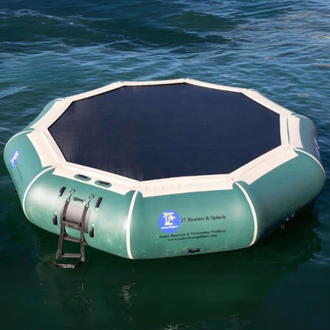 Island 17 Water Bouncer Floating In Deep Water Green Color