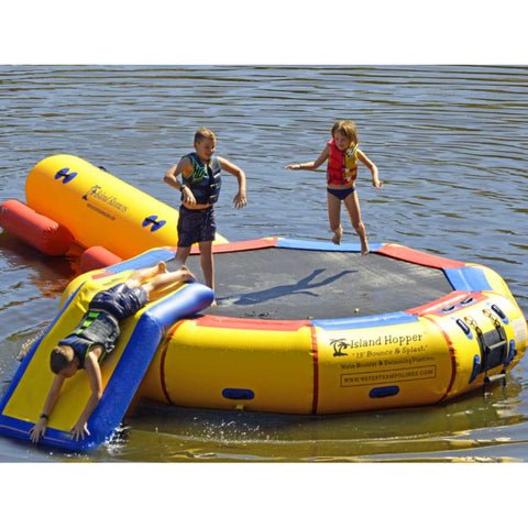 Island Hopper 13 Bounce n Splash Water Bouncer With Three Kids Jumping And Sliding