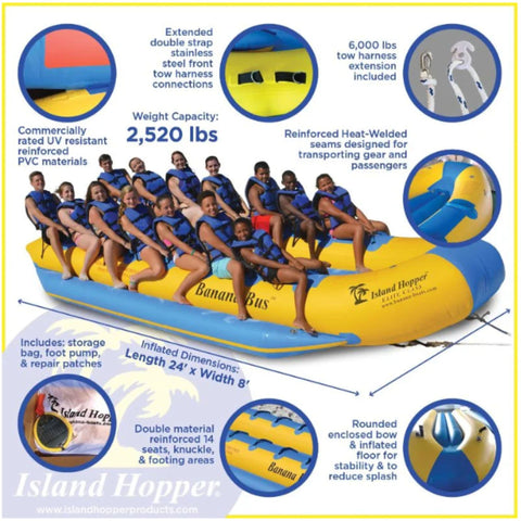 Island Hopper 14 Person Double Banana Boat Features