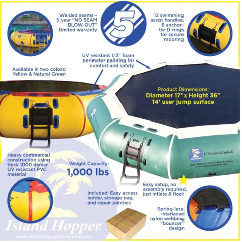 Island Hopper 17 Bounce n Splash Water Bouncer Features