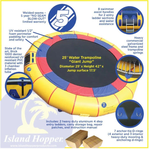 Island Hopper 25 Giant Jump Water Trampoline Features